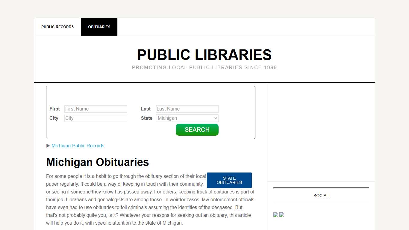 Michigan Obituaries